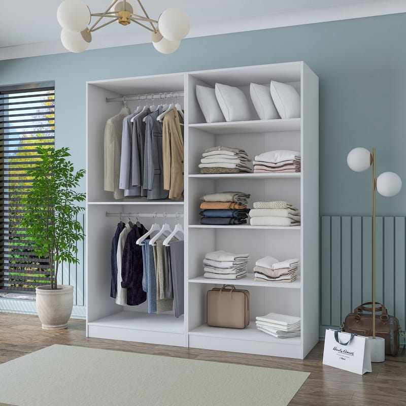 Garderobeskab Wallxpert Mira Shelf BJ194 (180 x 210 x 57,5 cm) Hvid - Hvid - Opbevaring - Tøjopbevaring - Garderobeskabe - Garderobeskab & klædeskab