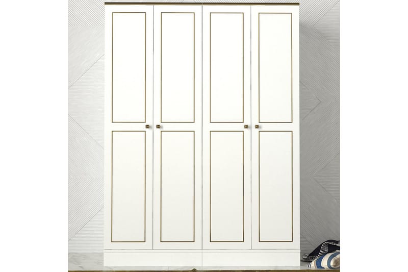 Ghil Garderobe 140 cm - Hvid|Guld - Garderobeskabe - Garderobeskab & klædeskab