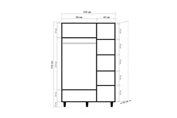 Gladfield Garderobesskåp 135x192 cm - Opbevaring - Tøjopbevaring - Garderobeskabe