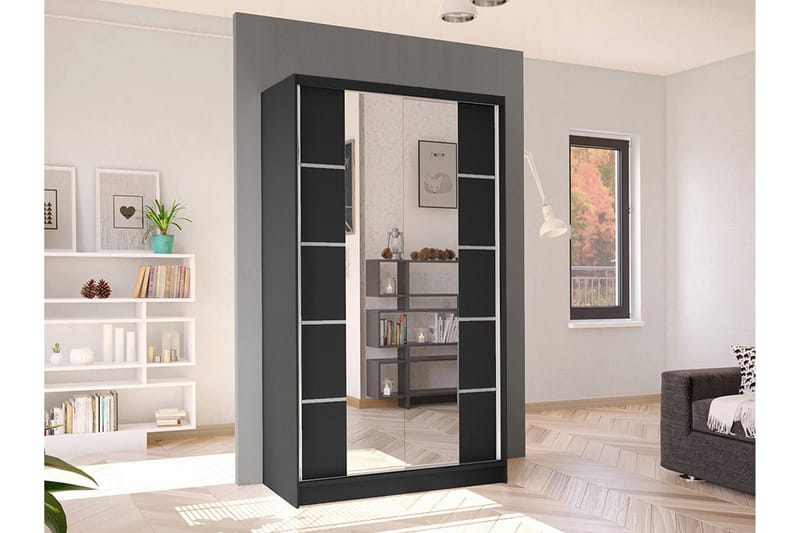 Glenmore Garderob m. Spegel Black - Opbevaring - Tøjopbevaring - Garderobeskabe