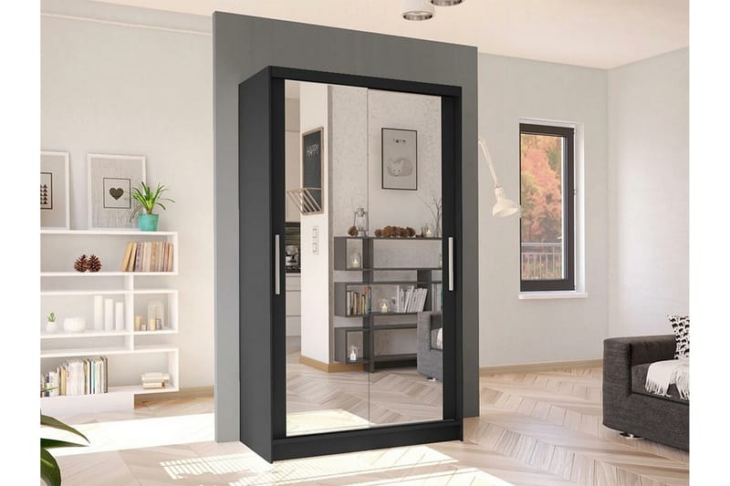 Glenmore Garderob m. Spegel Black - Opbevaring - Tøjopbevaring - Garderobeskabe