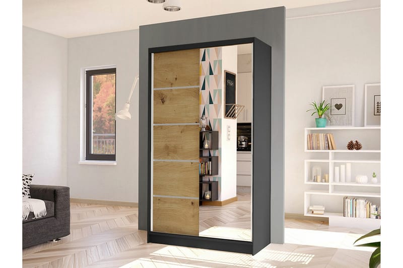 Glenmore Garderob m. Spegel Black - Opbevaring - Tøjopbevaring - Garderobeskabe