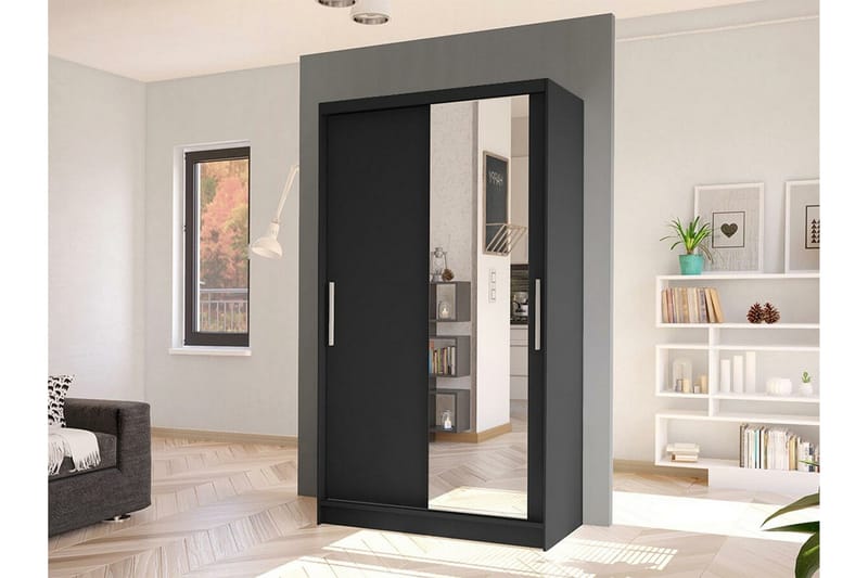 Glenmore Garderob m. Spegel Black - Opbevaring - Tøjopbevaring - Garderobeskabe