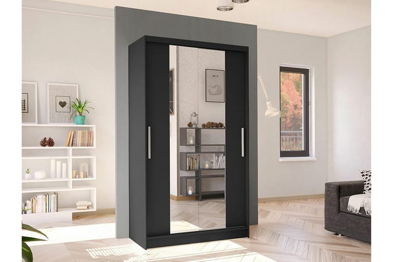 Glenmore Garderob m. Spegel Black - Opbevaring - Tøjopbevaring - Garderobeskabe