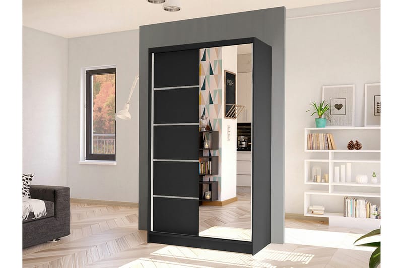 Glenmore Garderob m. Spegel Black - Opbevaring - Tøjopbevaring - Garderobeskabe