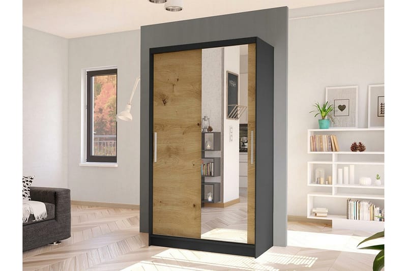 Glenmore Garderob m. Spegel Black - Opbevaring - Tøjopbevaring - Garderobeskabe