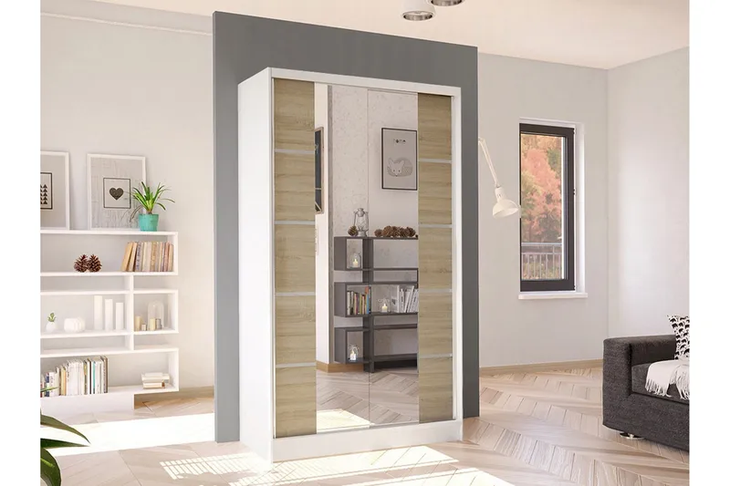 Glenmore Garderob m. Spegel White - Opbevaring - Tøjopbevaring - Garderobeskabe