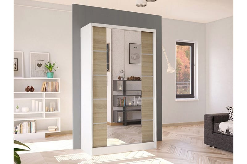 Glenmore Garderob m. Spegel White - Opbevaring - Tøjopbevaring - Garderobeskabe