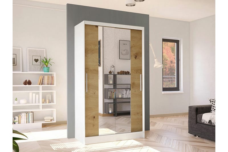 Glenmore Garderob m. Spegel White - Opbevaring - Tøjopbevaring - Garderobeskabe