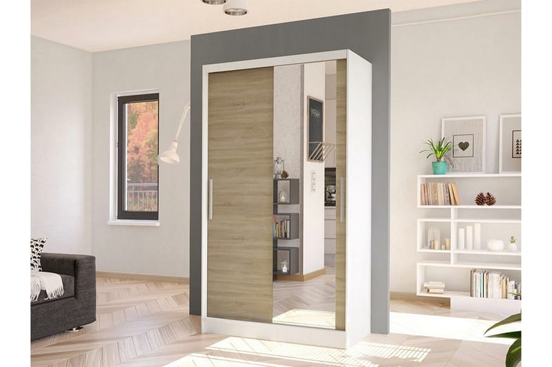 Glenmore Garderob m. Spegel White - Opbevaring - Tøjopbevaring - Garderobeskabe