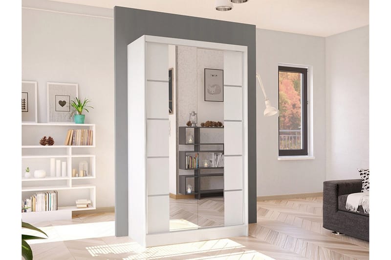 Glenmore Garderob m. Spegel White - Opbevaring - Tøjopbevaring - Garderobeskabe