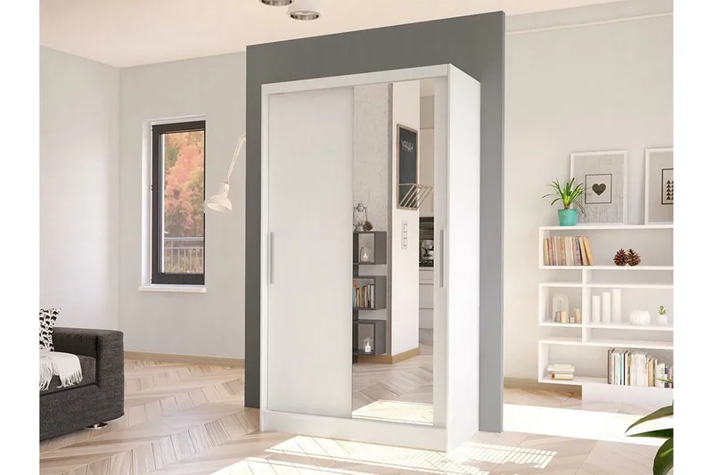 Glenmore Garderob m. Spegel White - Opbevaring - Tøjopbevaring - Garderobeskabe