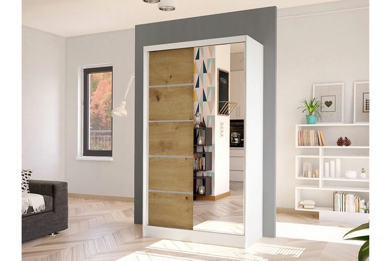 Glenmore Garderob m. Spegel White - Opbevaring - Tøjopbevaring - Garderobeskabe