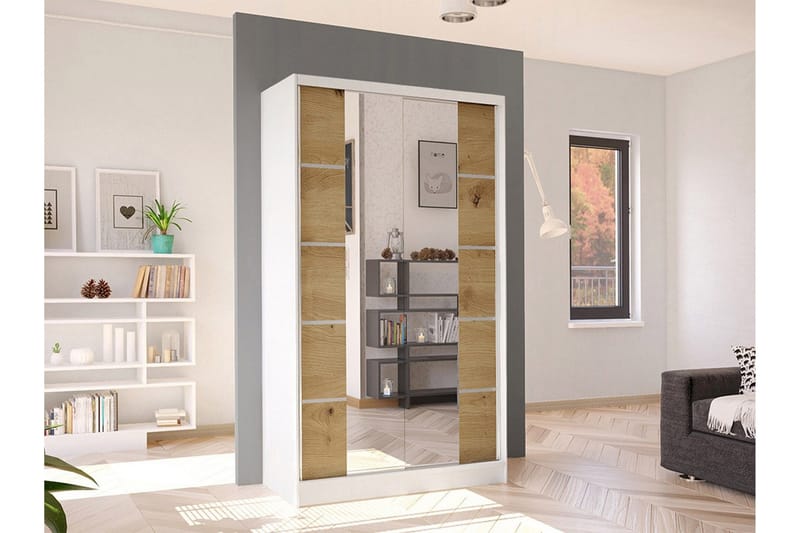 Glenmore Garderob m. Spegel White - Opbevaring - Tøjopbevaring - Garderobeskabe