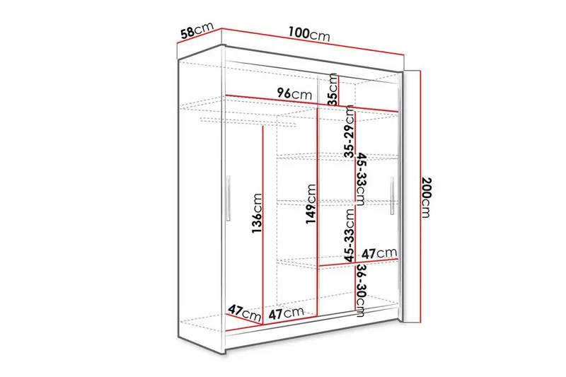 Glenmore Garderob m. Spegel White - Opbevaring - Tøjopbevaring - Garderobeskabe