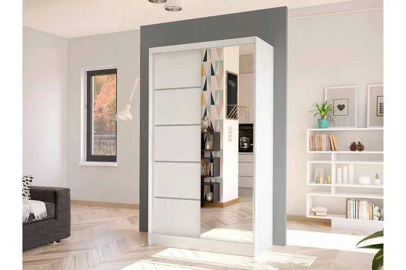 Glenmore Garderob m. Spegel White - Opbevaring - Tøjopbevaring - Garderobeskabe