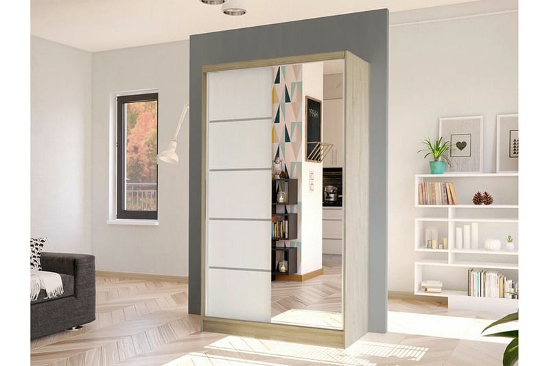 Glenmore Garderob m. Spegel White - Opbevaring - Tøjopbevaring - Garderobeskabe