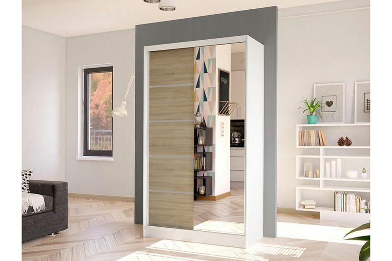 Glenmore Garderob m. Spegel White - Opbevaring - Tøjopbevaring - Garderobeskabe