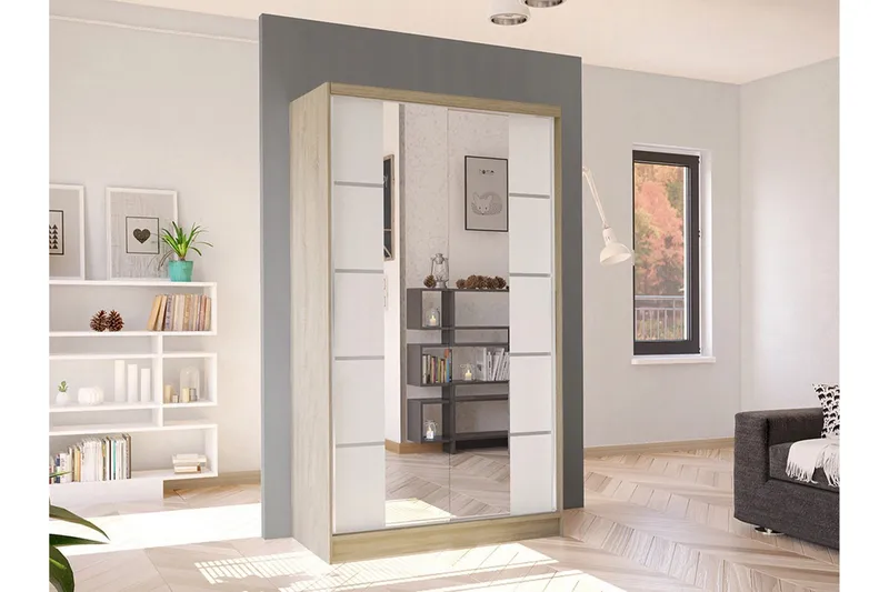 Glenmore Garderob m. Spegel White - Opbevaring - Tøjopbevaring - Garderobeskabe