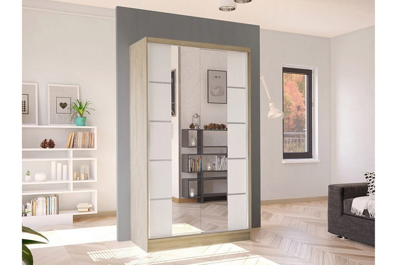 Glenmore Garderob m. Spegel White - Opbevaring - Tøjopbevaring - Garderobeskabe