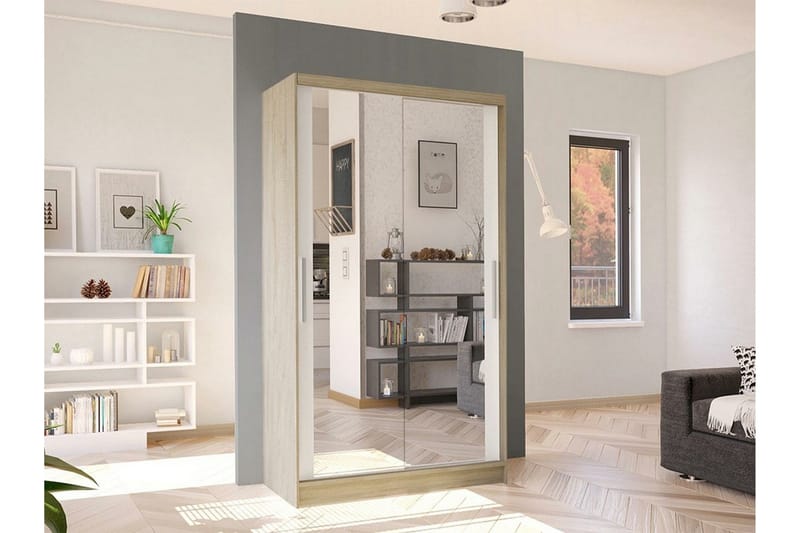 Glenmore Garderob m. Spegel Wood/nature - Opbevaring - Tøjopbevaring - Garderobeskabe