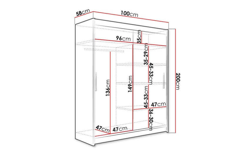 Glenmore Garderobe med spejl - Brun - Garderobeskabe - Garderobeskab & klædeskab