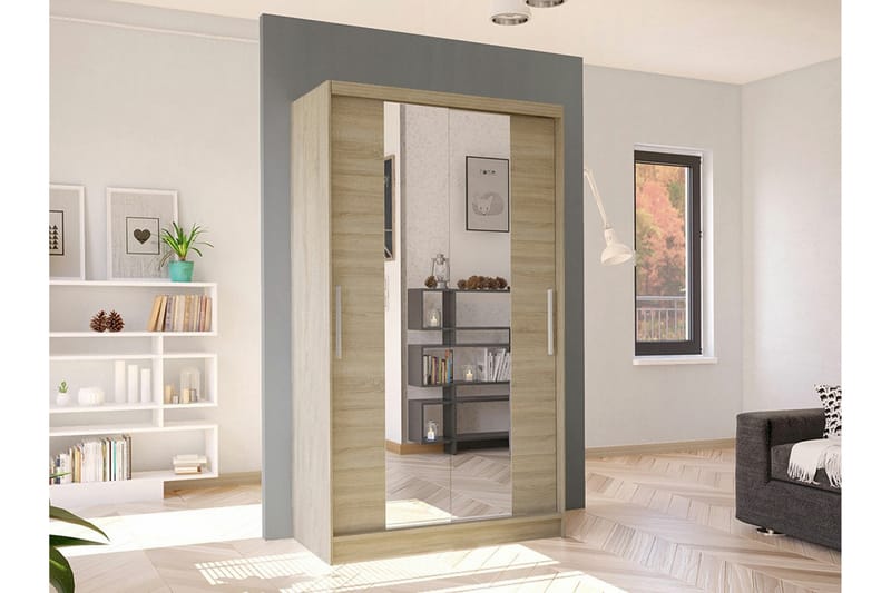 Glenmore Garderobe med spejl - Brun - Opbevaring - Tøjopbevaring - Garderobeskabe