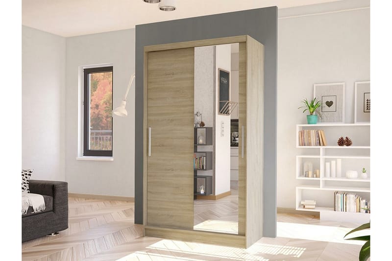 Glenmore Garderobe med spejl - Brun - Opbevaring - Tøjopbevaring - Garderobeskabe