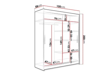 Glenmore Garderobe med spejl - Hvid - Opbevaring - Tøjopbevaring - Garderobeskabe