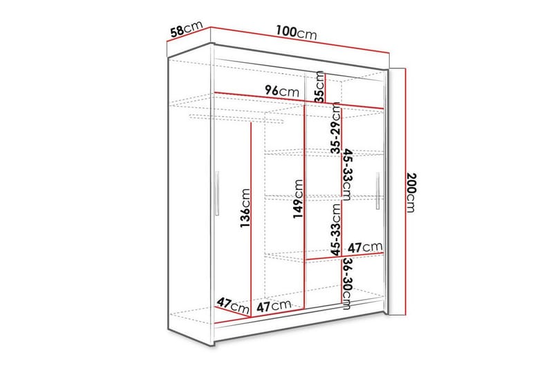 Glenmore Garderobe med spejl - Hvid - Garderobeskabe - Garderobeskab & klædeskab