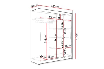 Glenmore Garderobe med spejl - Hvid - Opbevaring - Tøjopbevaring - Garderobeskabe
