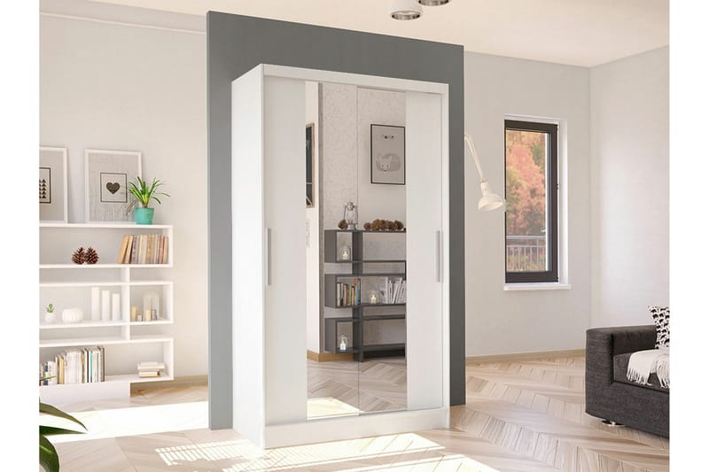 Glenmore Garderobe med spejl - Hvid - Opbevaring - Tøjopbevaring - Garderobeskabe