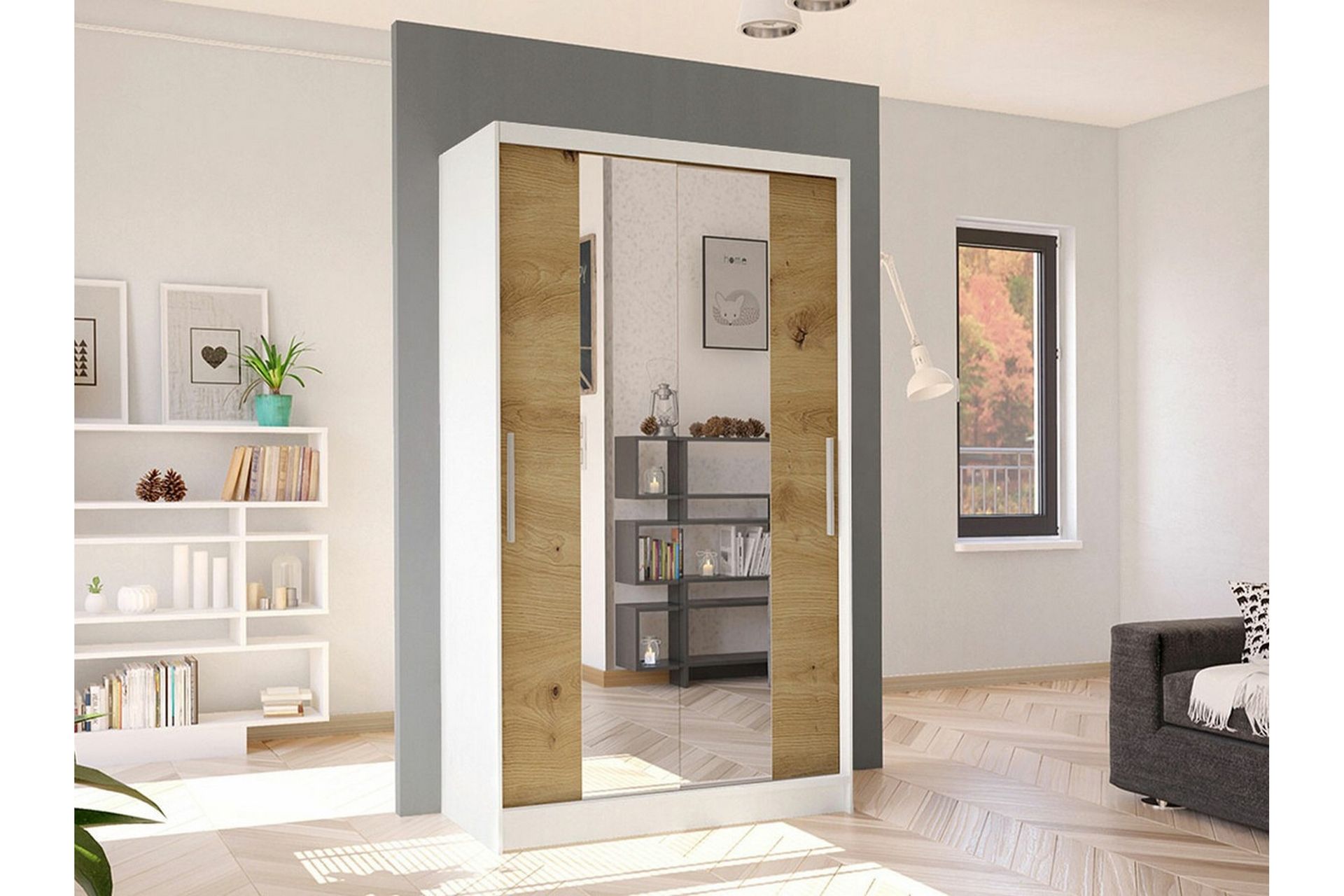 Glenmore Garderobe med spejl - Hvid - Opbevaring - Tøjopbevaring - Garderobeskabe