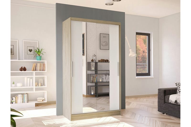 Glenmore Garderobe med spejl - Hvid - Opbevaring - Tøjopbevaring - Garderobeskabe