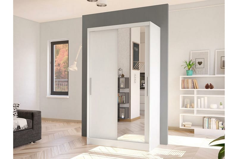 Glenmore Garderobe med spejl - Hvid - Opbevaring - Tøjopbevaring - Garderobeskabe
