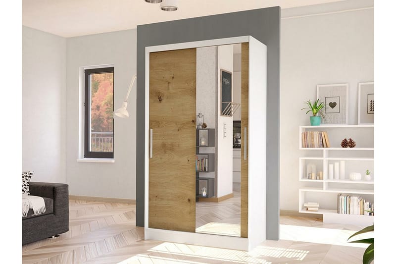 Glenmore Garderobe med spejl - Hvid - Opbevaring - Tøjopbevaring - Garderobeskabe