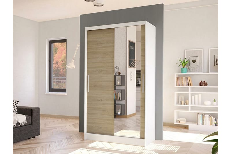 Glenmore Garderobe med spejl - Hvid - Opbevaring - Tøjopbevaring - Garderobeskabe