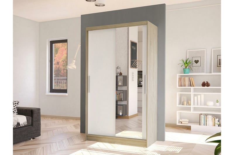 Glenmore Garderobe med spejl - Hvid - Opbevaring - Tøjopbevaring - Garderobeskabe