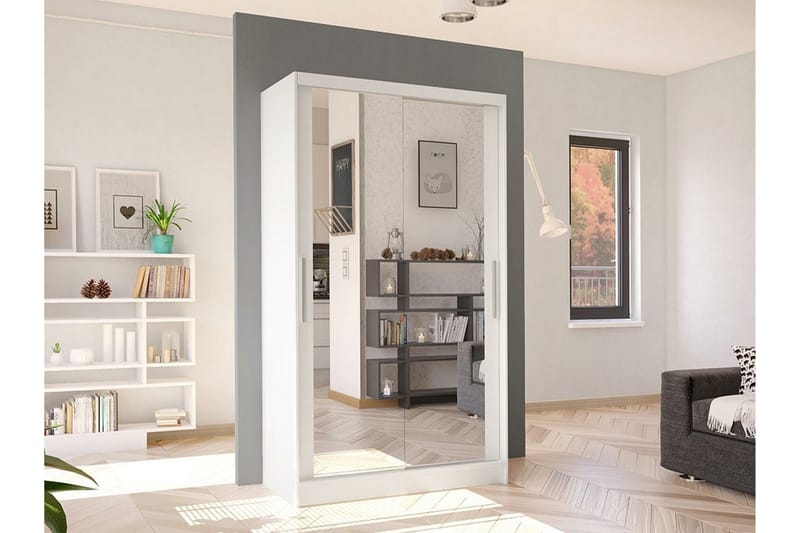 Glenmore Garderobe med spejl - Hvid - Opbevaring - Tøjopbevaring - Garderobeskabe
