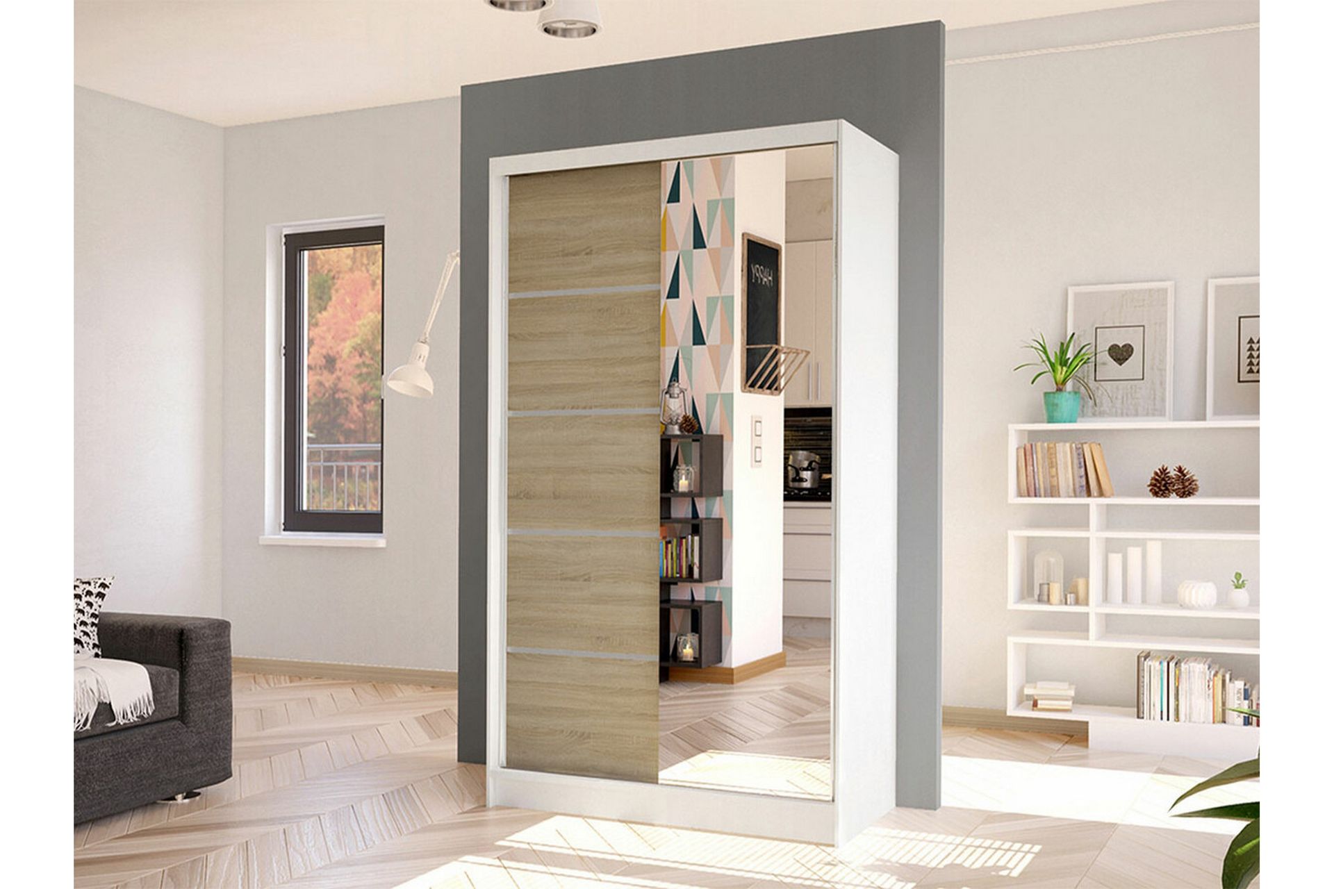 Glenmore Garderobe med spejl - Hvid - Opbevaring - Tøjopbevaring - Garderobeskabe
