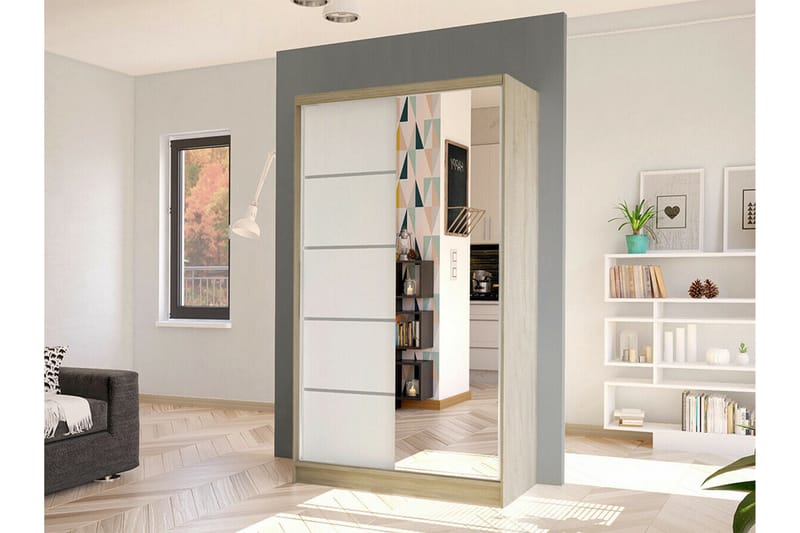 Glenmore Garderobe med spejl - Hvid - Opbevaring - Tøjopbevaring - Garderobeskabe