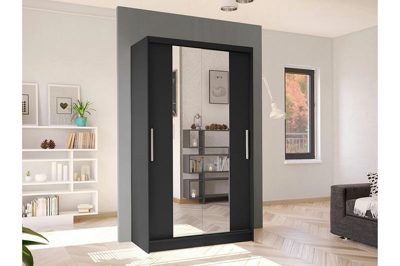 Glenmore Garderobe med spejl - Sort - Opbevaring - Tøjopbevaring - Garderobeskabe
