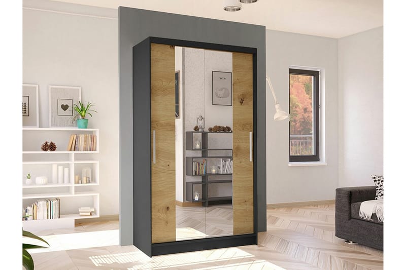 Glenmore Garderobe med spejl - Sort - Opbevaring - Tøjopbevaring - Garderobeskabe