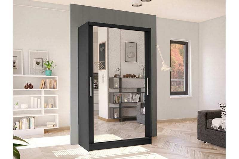 Glenmore Garderobe med spejl - Sort - Opbevaring - Tøjopbevaring - Garderobeskabe