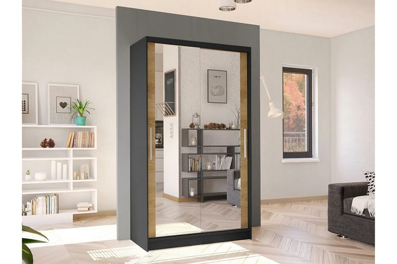 Glenmore Garderobe med spejl - Sort - Opbevaring - Tøjopbevaring - Garderobeskabe