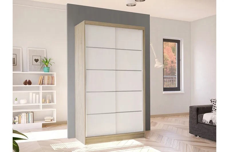 Glenmore Garderobeskab 100 cm i Malet Træ - Hvid - Opbevaring - Tøjopbevaring - Garderobeskabe