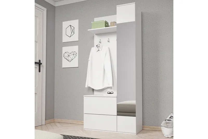 Grøn garderobe 90x34x195 cm - Opbevaring - Tøjopbevaring - Garderobeskabe