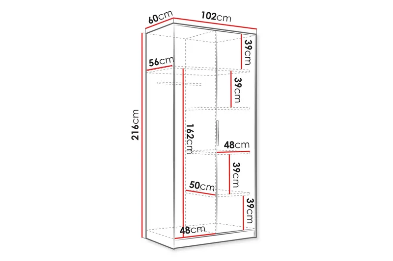 Gudelia Garderob 102x216 cm - Beige - Opbevaring - Tøjopbevaring - Garderobeskabe