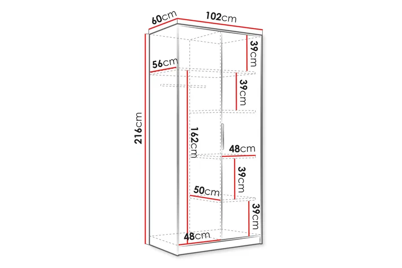 Gudelia Garderob 102x216 cm - Beige - Opbevaring - Tøjopbevaring - Garderobeskabe