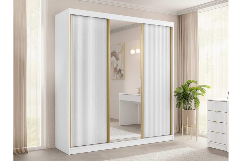 Gudelia Garderobe 200x216 cm - Blå - Opbevaring - Tøjopbevaring - Garderobeskabe